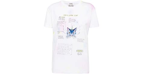 Miu Miu Unicorn Cat Print t